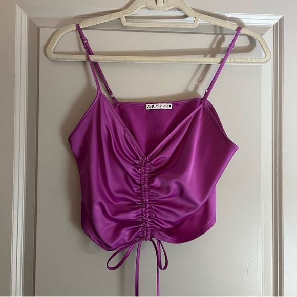Zara purple satin crop tank - Picture 1 of 3